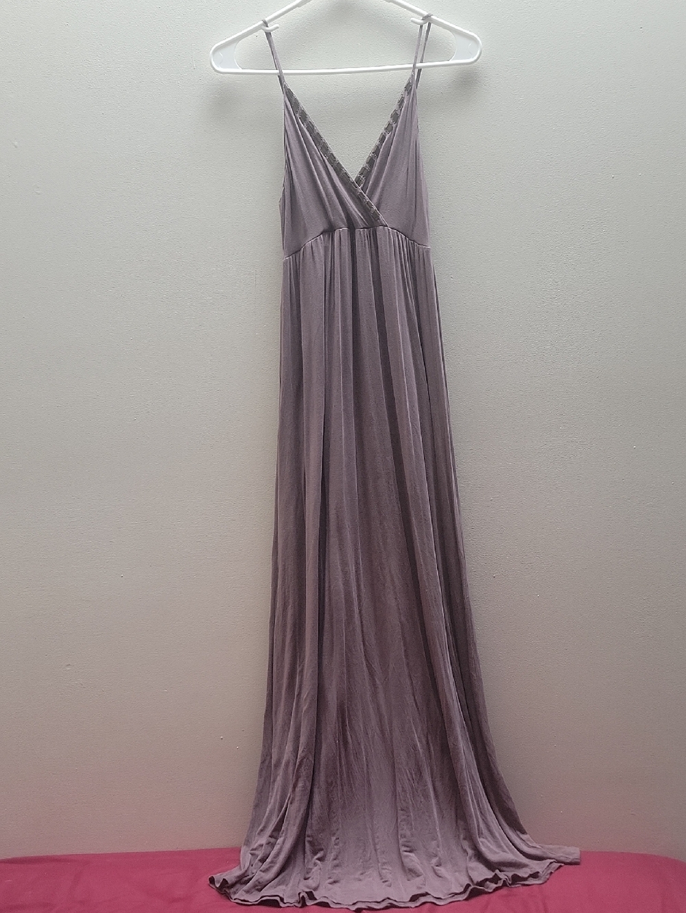 Purple/brown/mauve Pleated Maxi Skirt Dress with Adjustable Straps